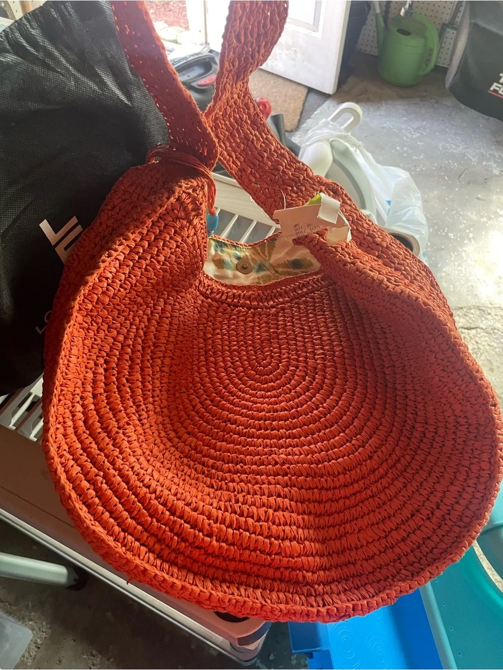 Handwoven Orange Straw Tote Bag - Women's Summer Shoulder Bag